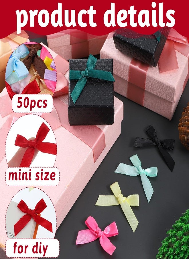 Tweruna 50 PCS Mini Bows for Crafts, Mini Ribbon Bows for Crafts, 1.77" Small Craft Bow, Multicolor Bowknot Decoration Accessories for Christmas Wedding Birthday Party Gift Wrapping DIY Craft - Image 3